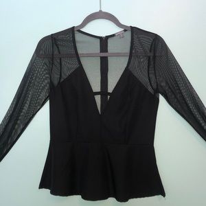 Charlotte Russe Black Peplum Top With Mesh